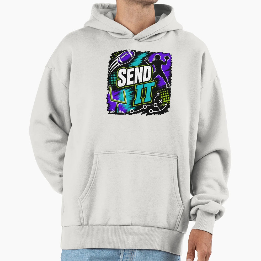 Send It Football Grunge Hoodie - Custom Art Print Men Women - T-Shirt, Sweatshirt, Hoodie