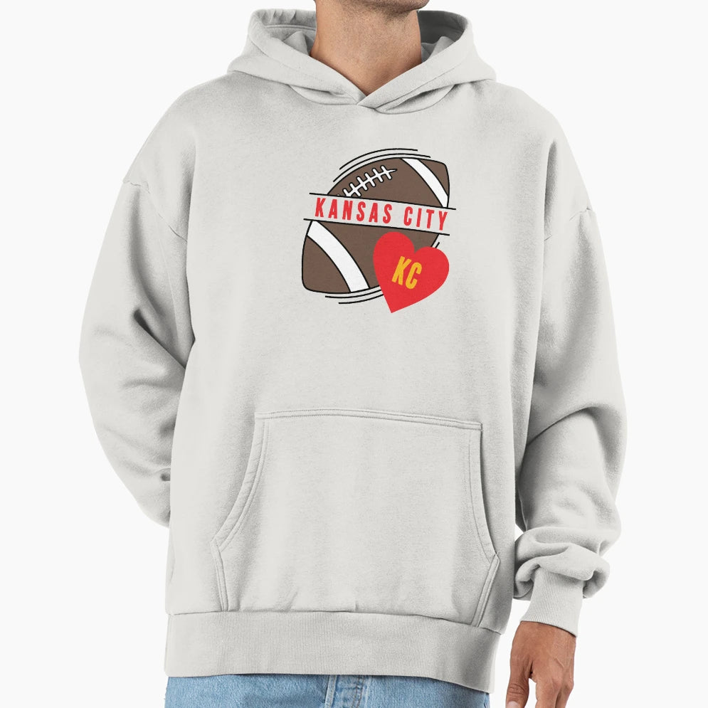 Kansas City Heart Kc Football Hoodie - Trendy Graphic Men Women - T-Shirt, Sweatshirt, Hoodie