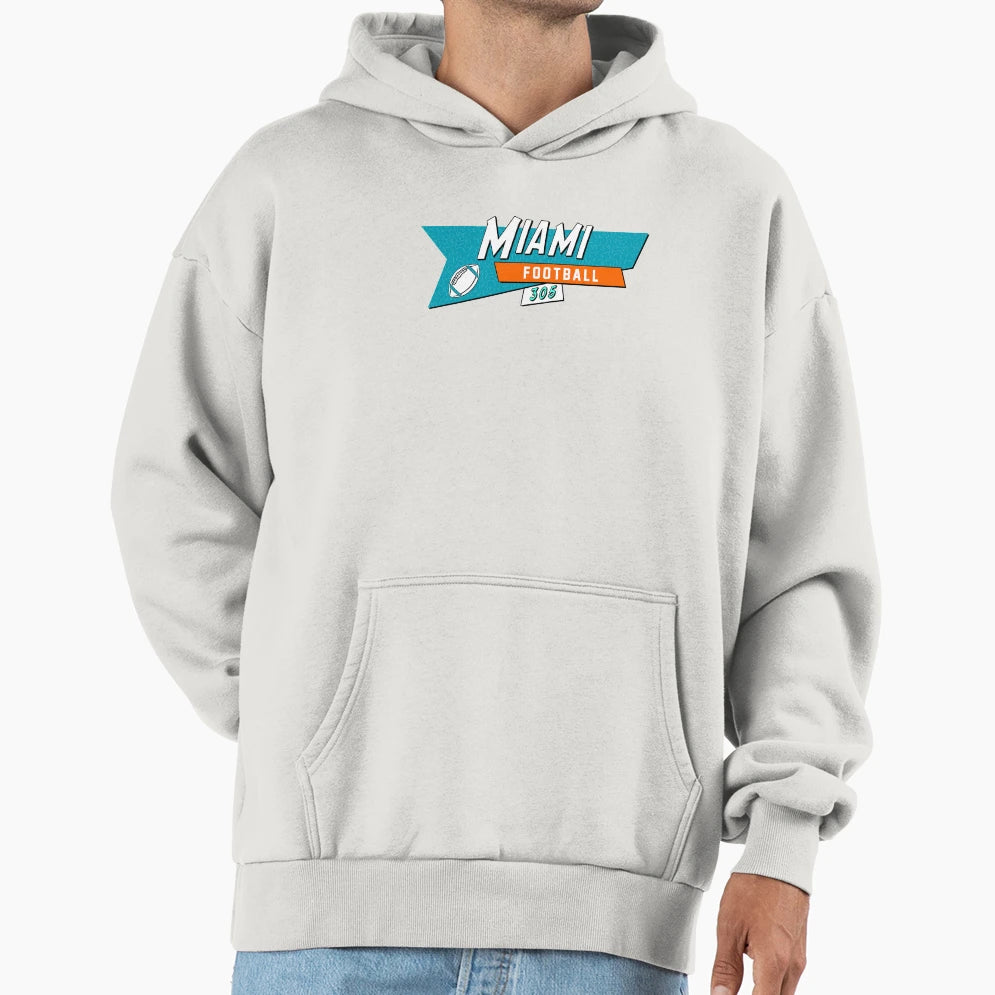 Miami 90S Football Hoodie - Unique Graphic for Adults - T-Shirt, Sweatshirt, Hoodie