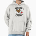 Baseball Sister Leopard Heart Funny Hoodie - Fun Novelty Design Men Women - T-Shirt, Sweatshirt, Hoodie