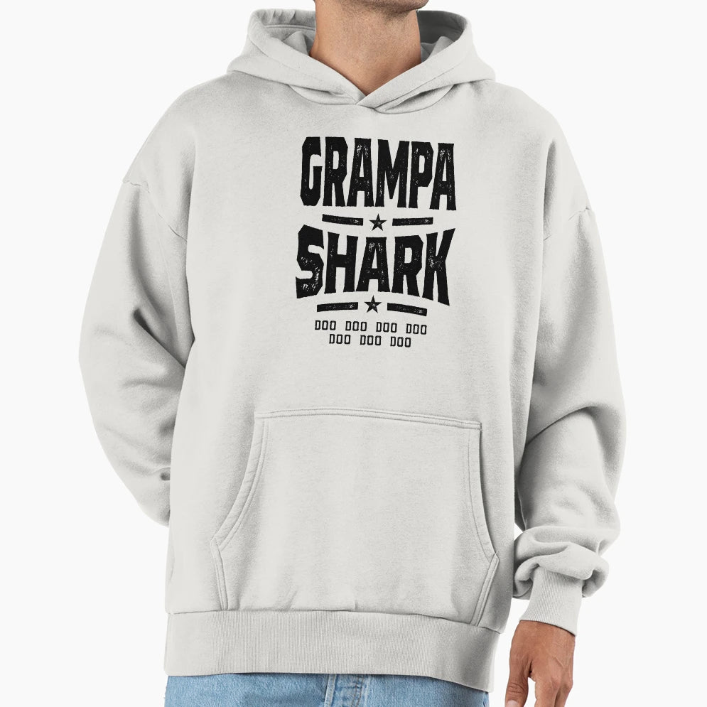 Mens Grampa Shark Funny Birthday Hoodie - Minimalist Print for Adults - T-Shirt, Sweatshirt, Hoodie
