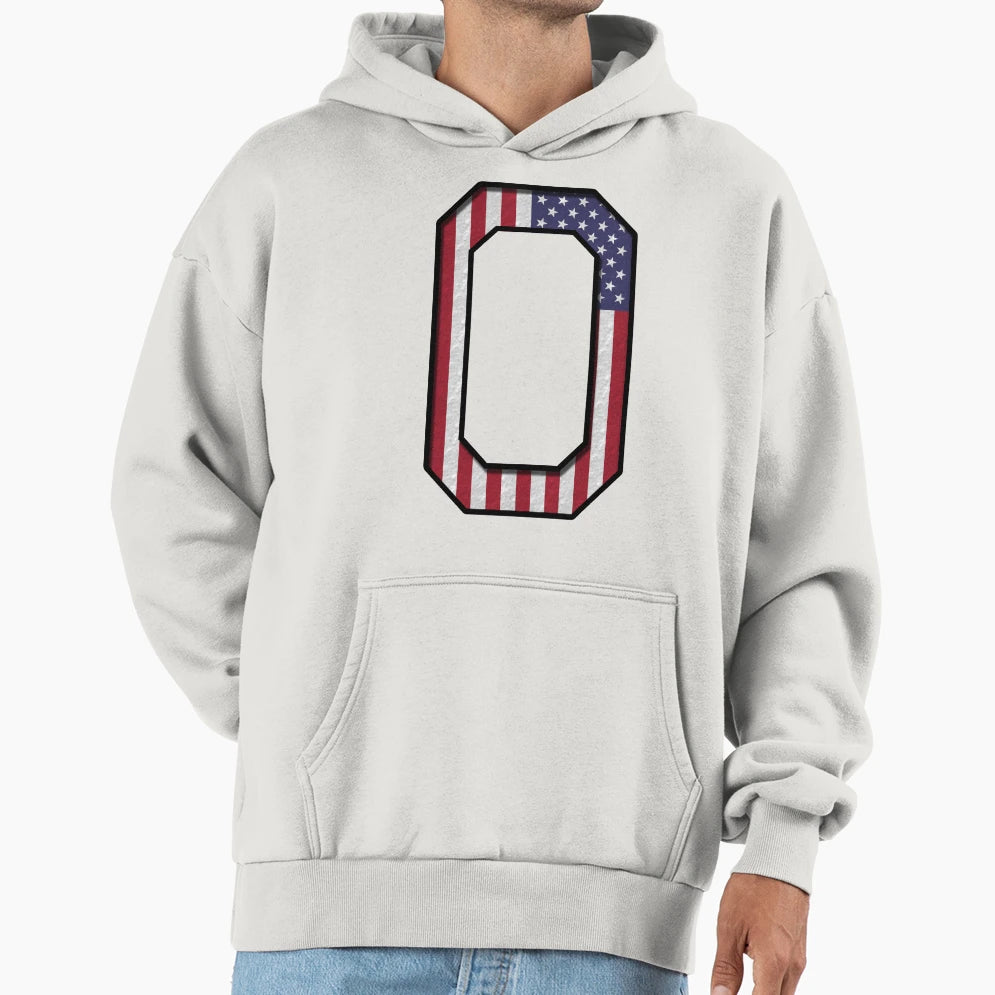 0 Usa Number Sports 3D Drop Shadow Hoodie - Graphic Print for Adults - T-Shirt, Sweatshirt, Hoodie