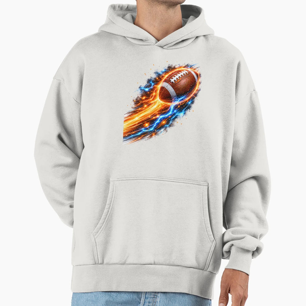 Fire And Lightning American Football Hoodie - Minimalist Print for Adults - T-Shirt, Sweatshirt, Hoodie