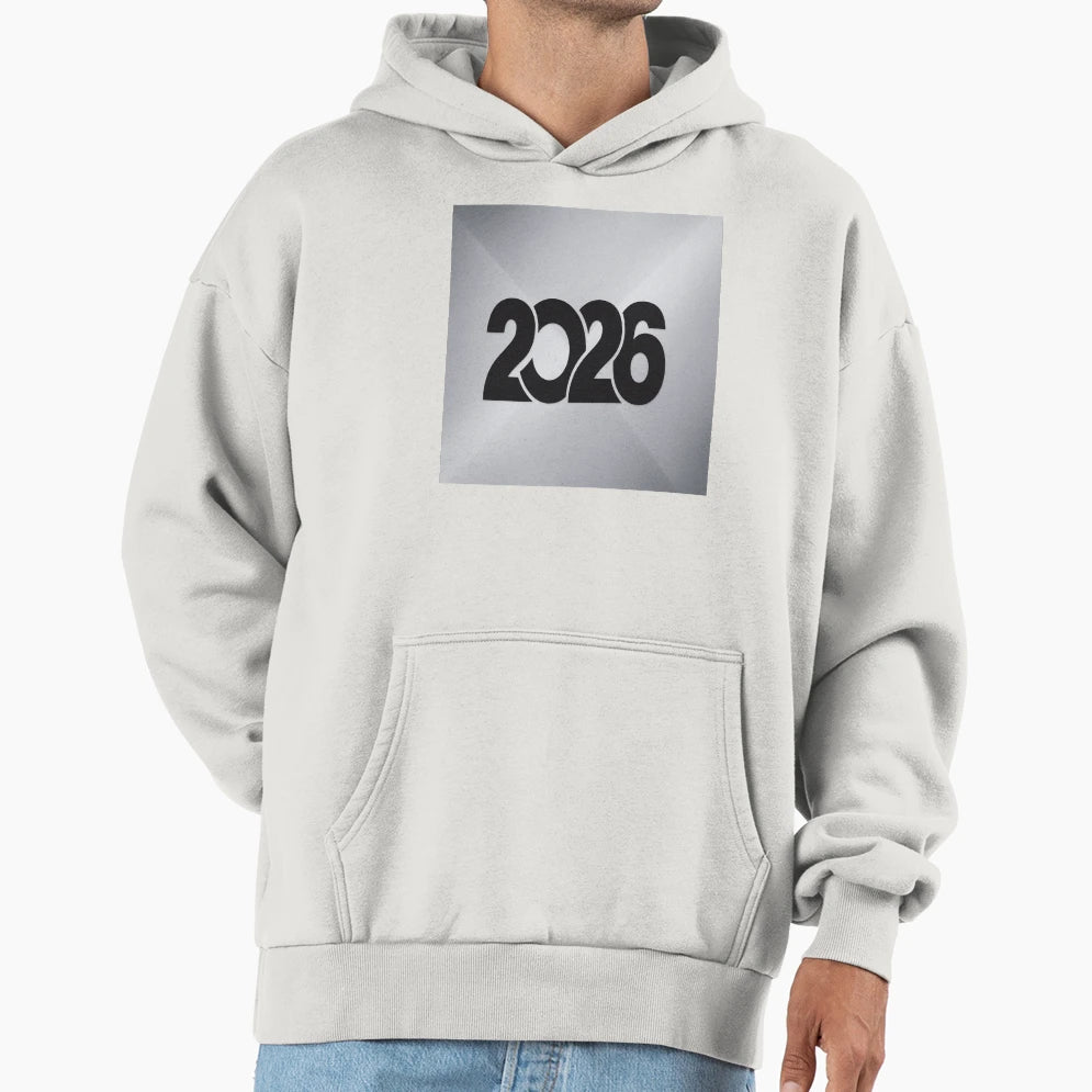 2026 Minimalist New Year Modern Bold Hoodie - Novelty Apparel for Adults - T-Shirt, Sweatshirt, Hoodie