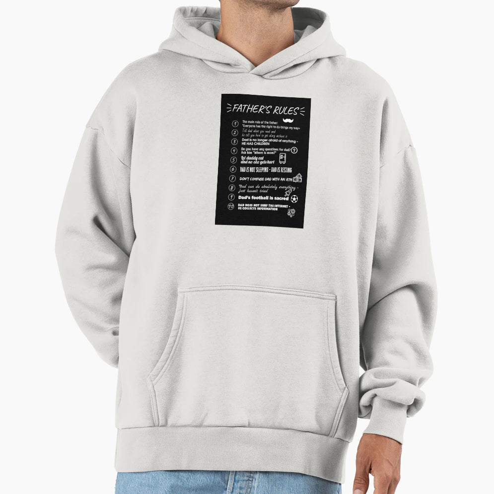 Fathers Rules Black Hoodie - Custom Art Print Unisex - T-Shirt, Sweatshirt, Hoodie
