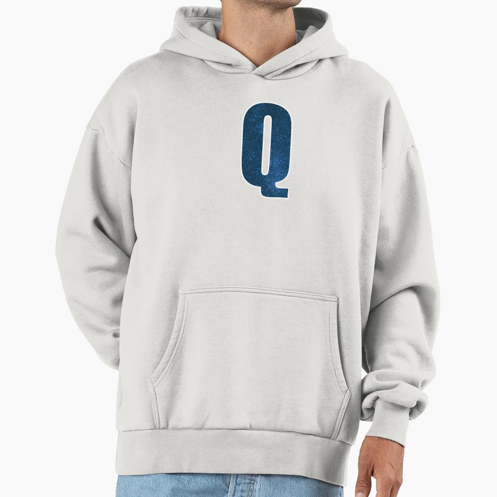 Letter Q Stars Sky Monogram Art Hoodie - Unique Graphic for Adults - T-Shirt, Sweatshirt, Hoodie