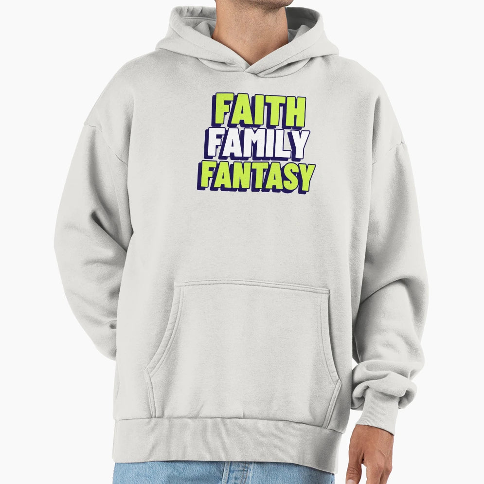 Faith Family Fantasy Green White Hoodie - Custom Art Print Unisex - T-Shirt, Sweatshirt, Hoodie