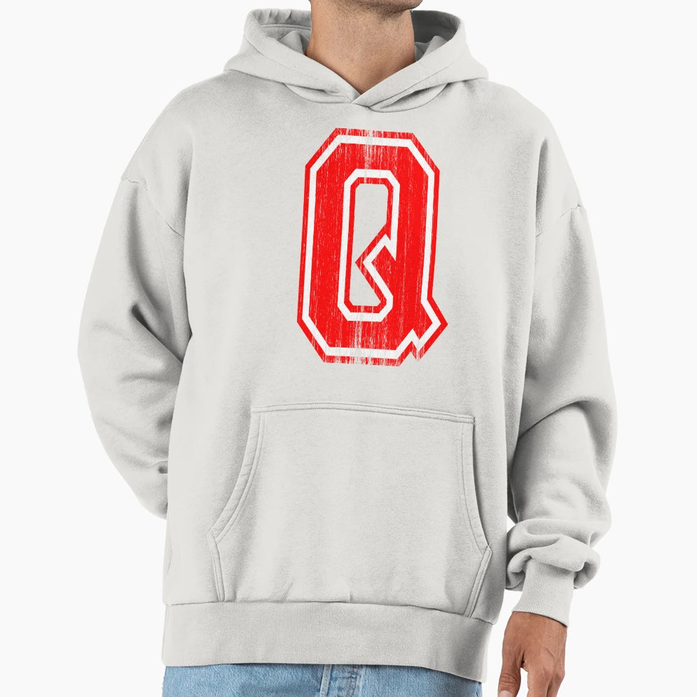 Big Red Letter Q Hoodie - Trendy Graphic for Adults - T-Shirt, Sweatshirt, Hoodie