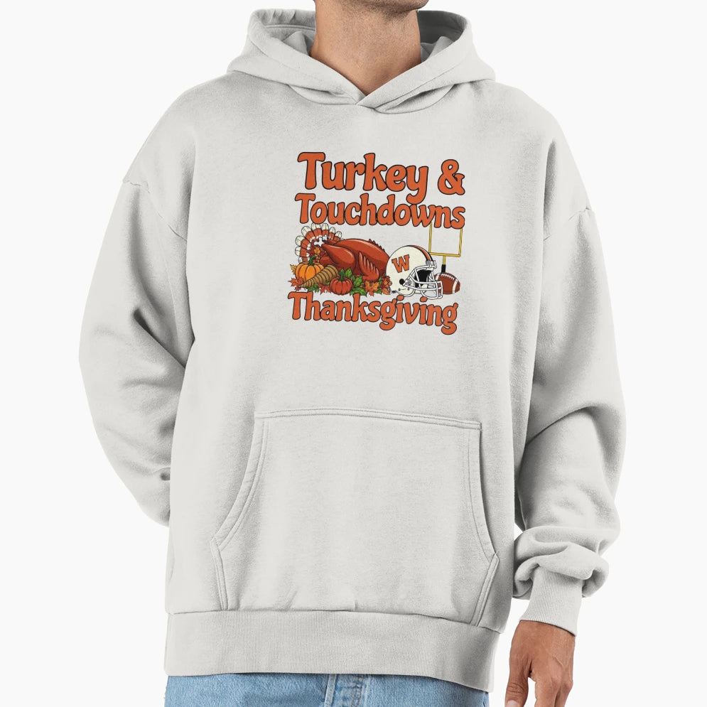 Turkey Touchdowns Thanksgiving Football T-Shirt - Aesthetic Graphic Unisex - T-Shirt, Sweatshirt, Hoodie