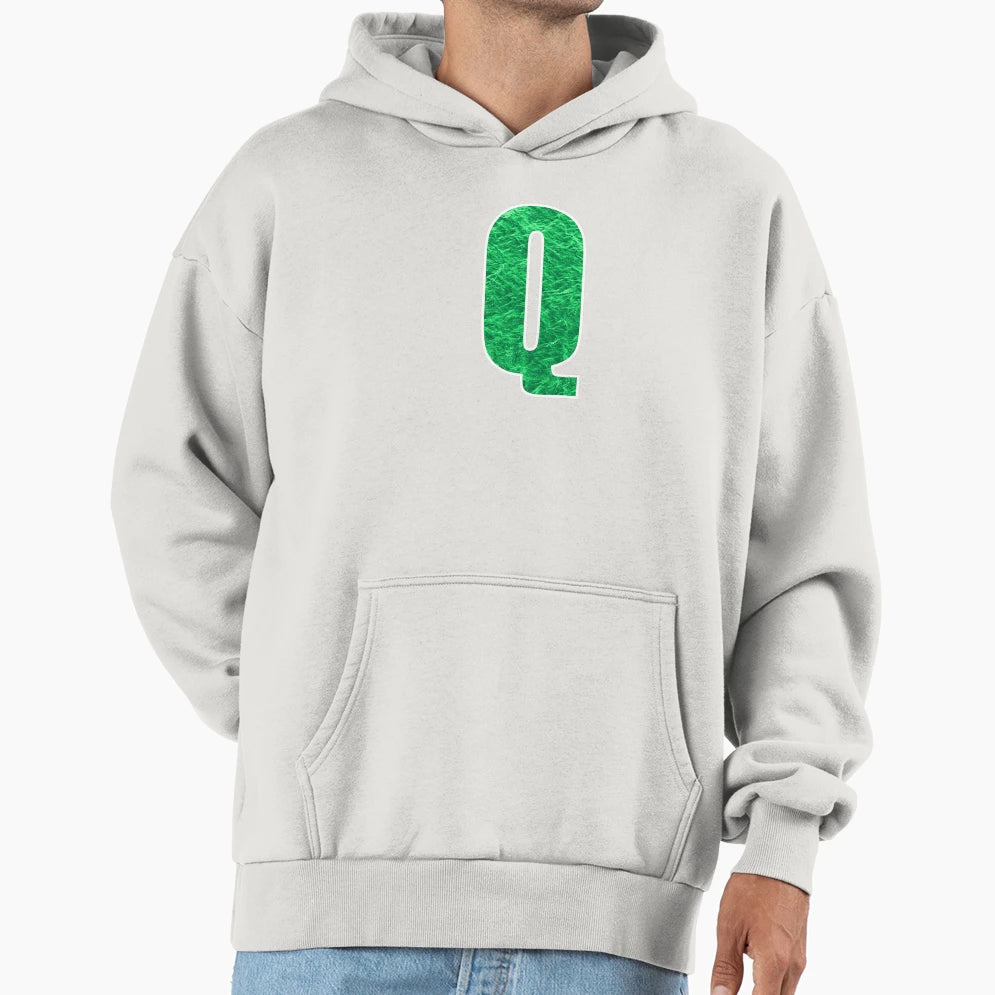 Letter Q Green Water Wave Ocean Art Hoodie - Casual Everyday Wear Men Women - T-Shirt, Sweatshirt, Hoodie
