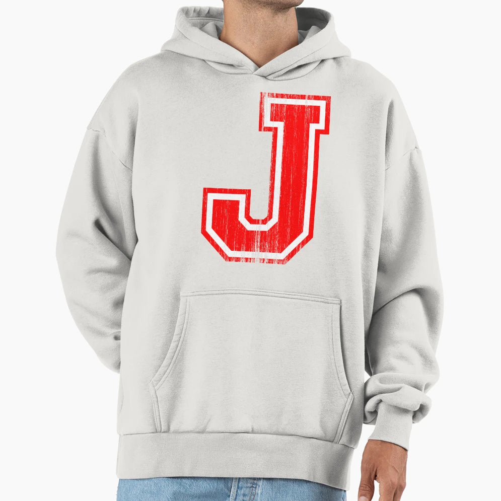 Big Red Letter J Hoodie - Unique Graphic Men Women - T-Shirt, Sweatshirt, Hoodie