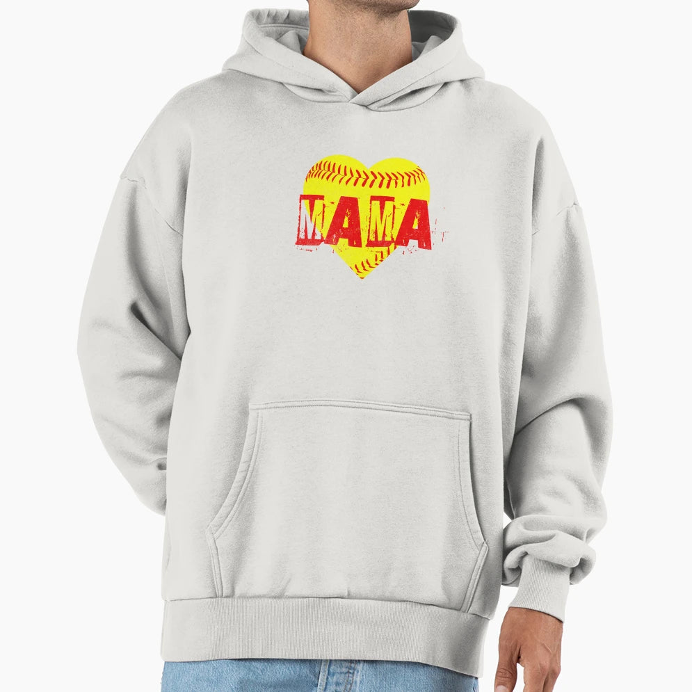 Softball Mama Heart Diamond Hoodie - Trendy Graphic Unisex - T-Shirt, Sweatshirt, Hoodie