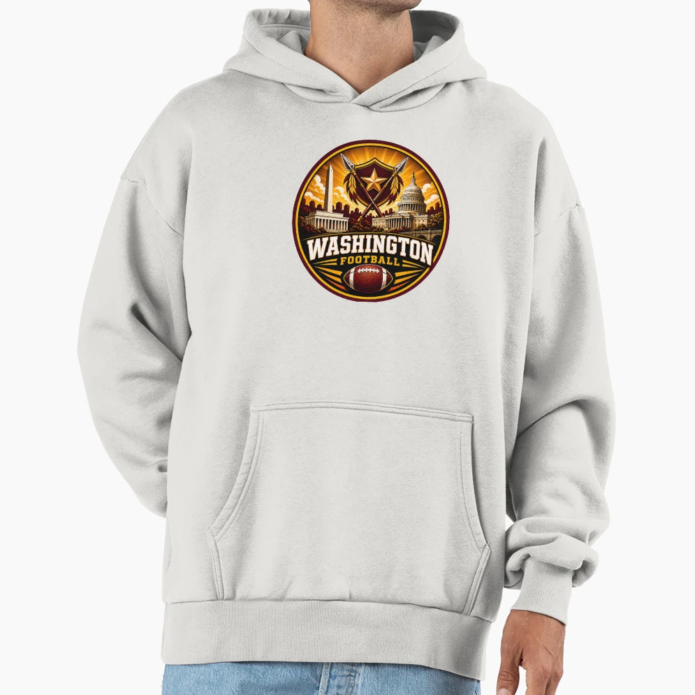Washington Football Skyline Burgundy Hoodie - Custom Art Print for Adults - T-Shirt, Sweatshirt, Hoodie