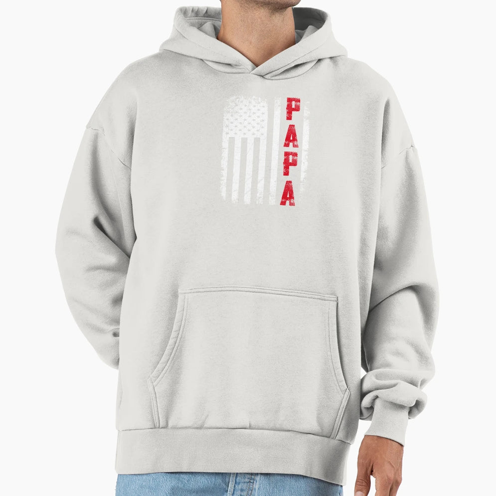 Papa Us Flag Veteran Military Dad Hoodie - Trendy Graphic Men Women - T-Shirt, Sweatshirt, Hoodie
