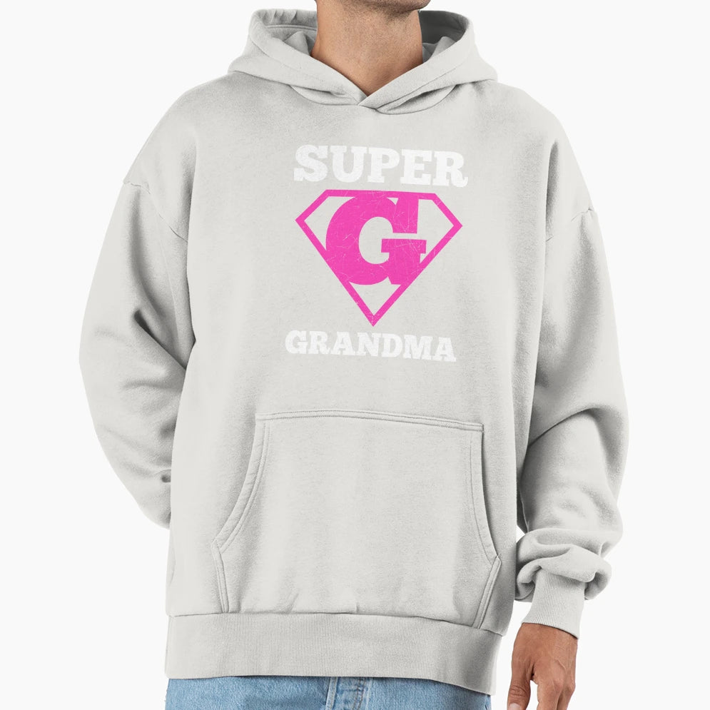 Super Grandma Womens Casual Tops Hoodie - Aesthetic Graphic for Adults - T-Shirt, Sweatshirt, Hoodie