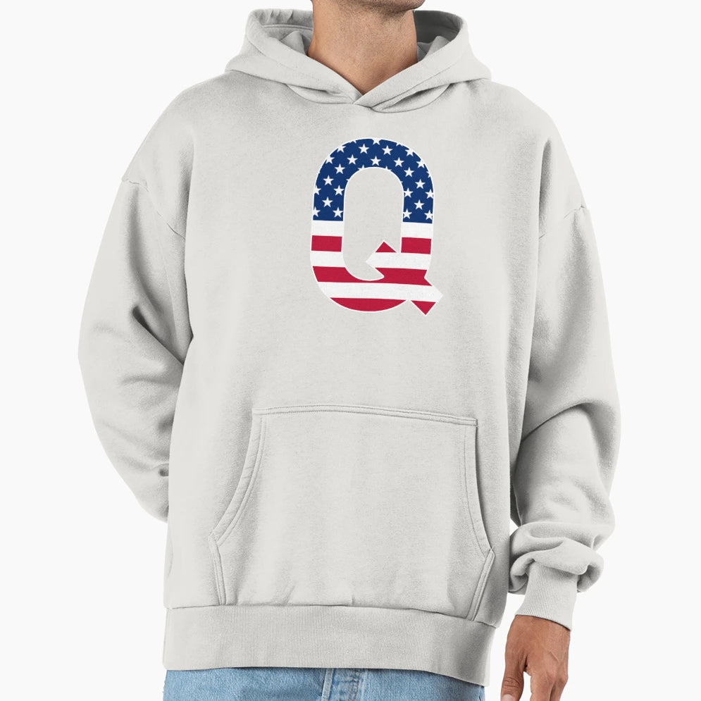 Letter Q Capital Alphabet Q American Hoodie - Streetwear Style Men Women - T-Shirt, Sweatshirt, Hoodie