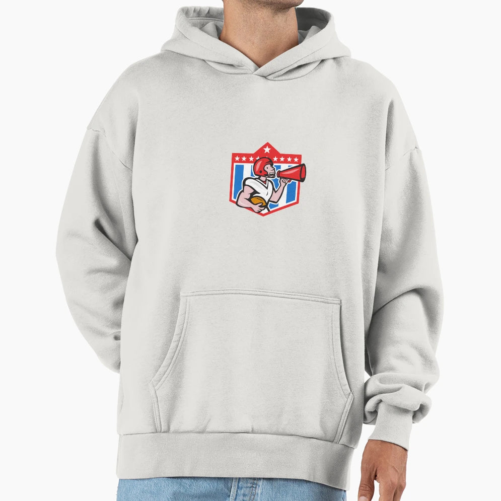 American Football Quarterback Bullhorn Hoodie - Trendy Graphic Men Women - T-Shirt, Sweatshirt, Hoodie