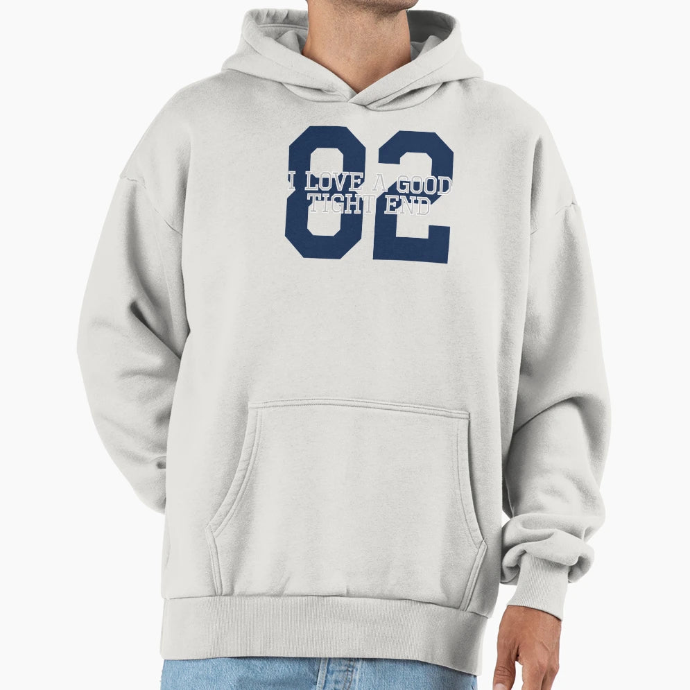 I Love Good Tight End Front Blue Hoodie - Aesthetic Graphic Men Women - T-Shirt, Sweatshirt, Hoodie