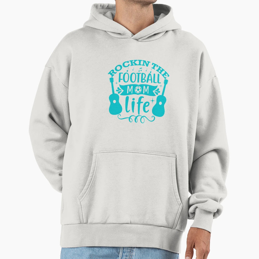 Rockin Football Mom Life Hoodie - Unique Graphic Men Women - T-Shirt, Sweatshirt, Hoodie