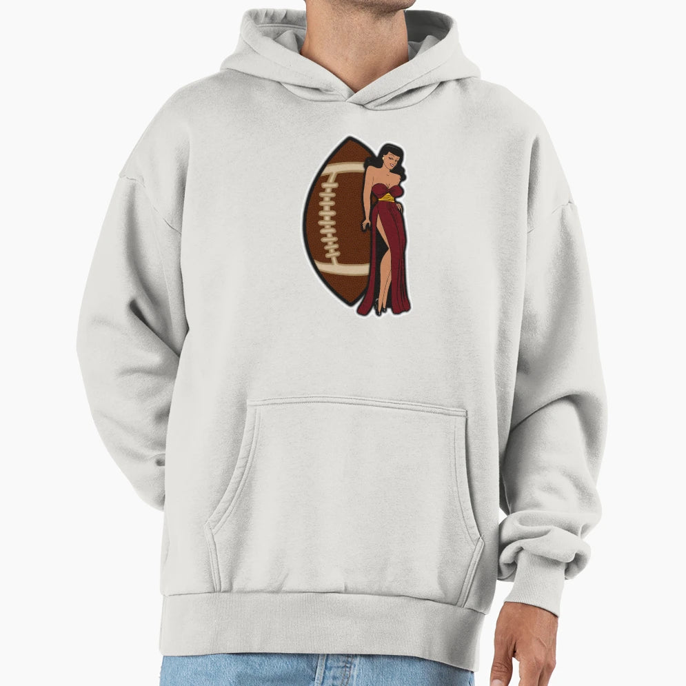 D C Football Babe Hoodie - Fun Novelty Design for Adults - T-Shirt, Sweatshirt, Hoodie