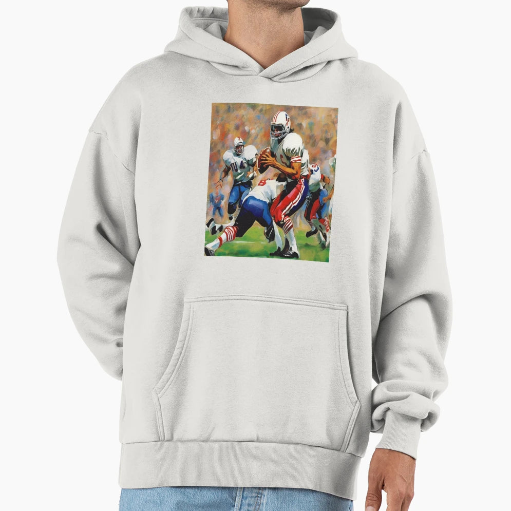 Field Impact American Football Action Hoodie - Minimalist Print for Adults - T-Shirt, Sweatshirt, Hoodie