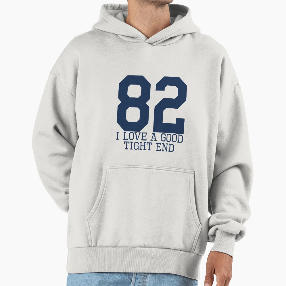I Love Good Tight End Blue Hoodie - Trendy Graphic for Adults - T-Shirt, Sweatshirt, Hoodie