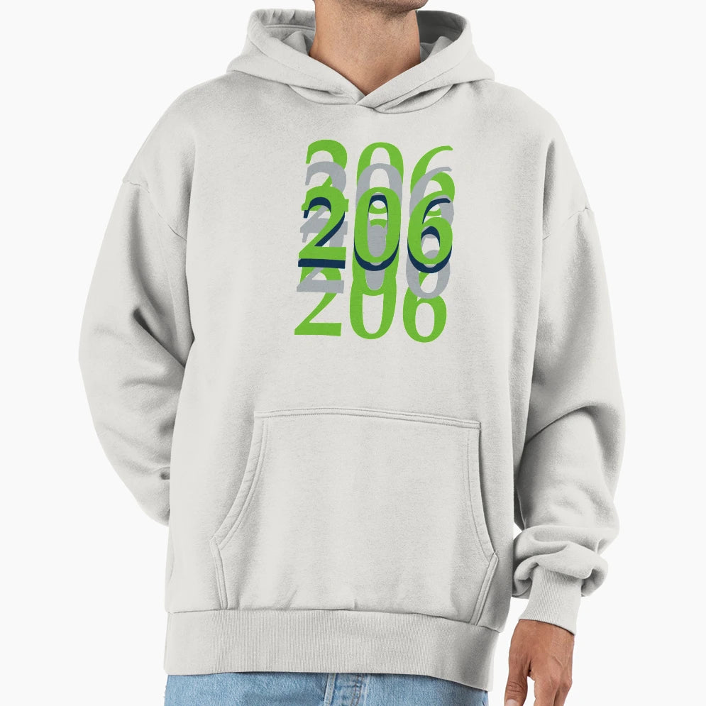 Seattle Area Code 206 Seahawks Hoodie - Custom Art Print for Adults - T-Shirt, Sweatshirt, Hoodie