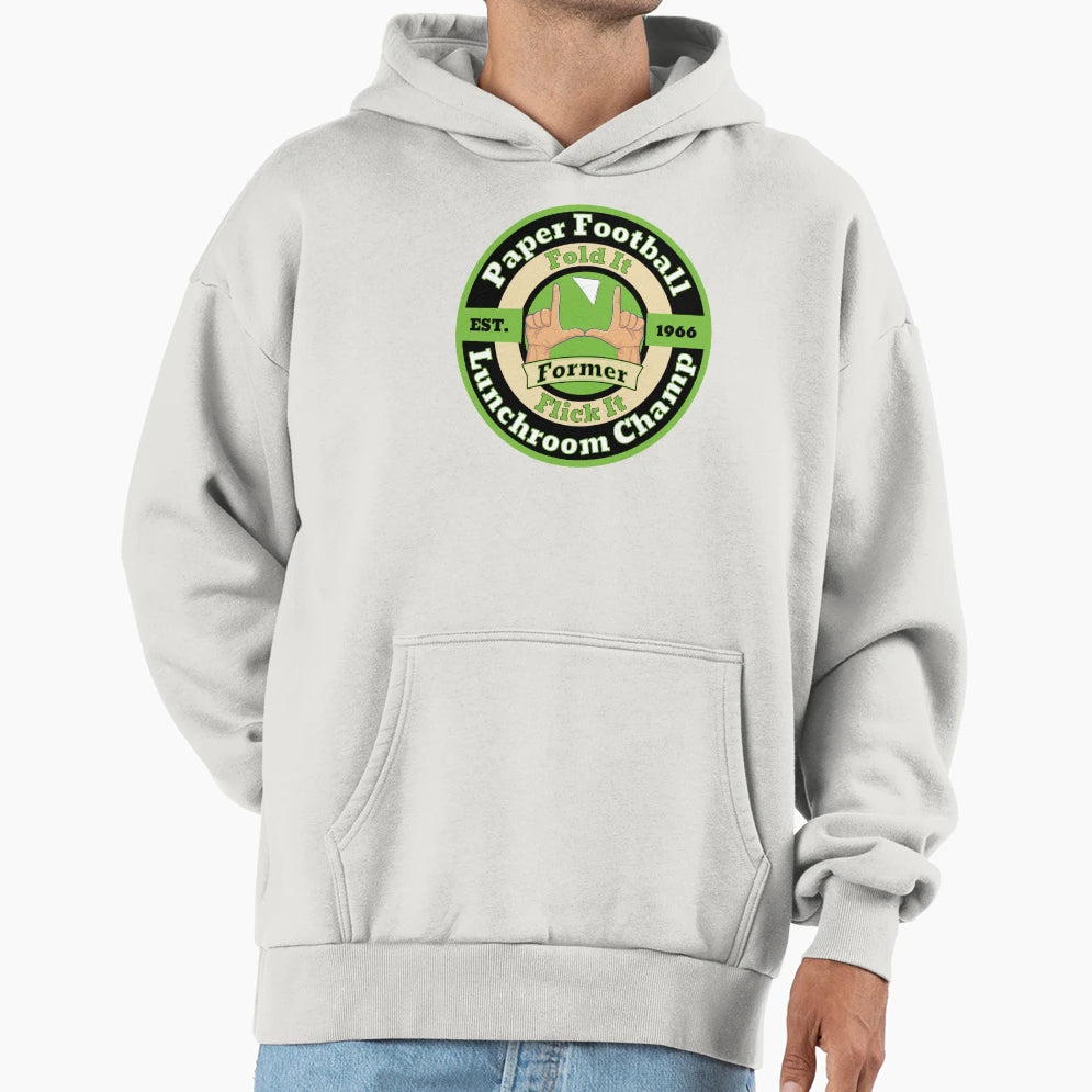 Former Paper Football Lunchroom Hoodie - Fun Novelty Design for Adults - T-Shirt, Sweatshirt, Hoodie