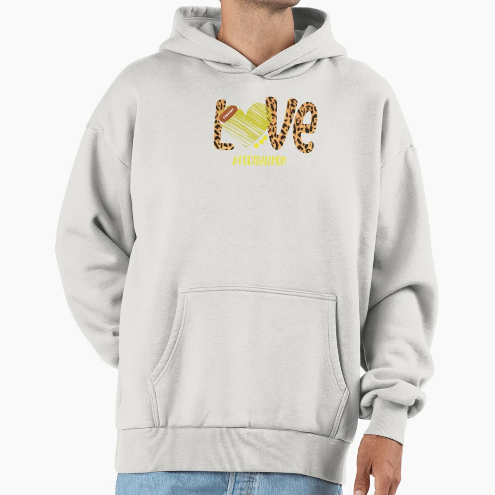 Love Football Mom Leopard Football Hoodie - Streetwear Style Men Women - T-Shirt, Sweatshirt, Hoodie