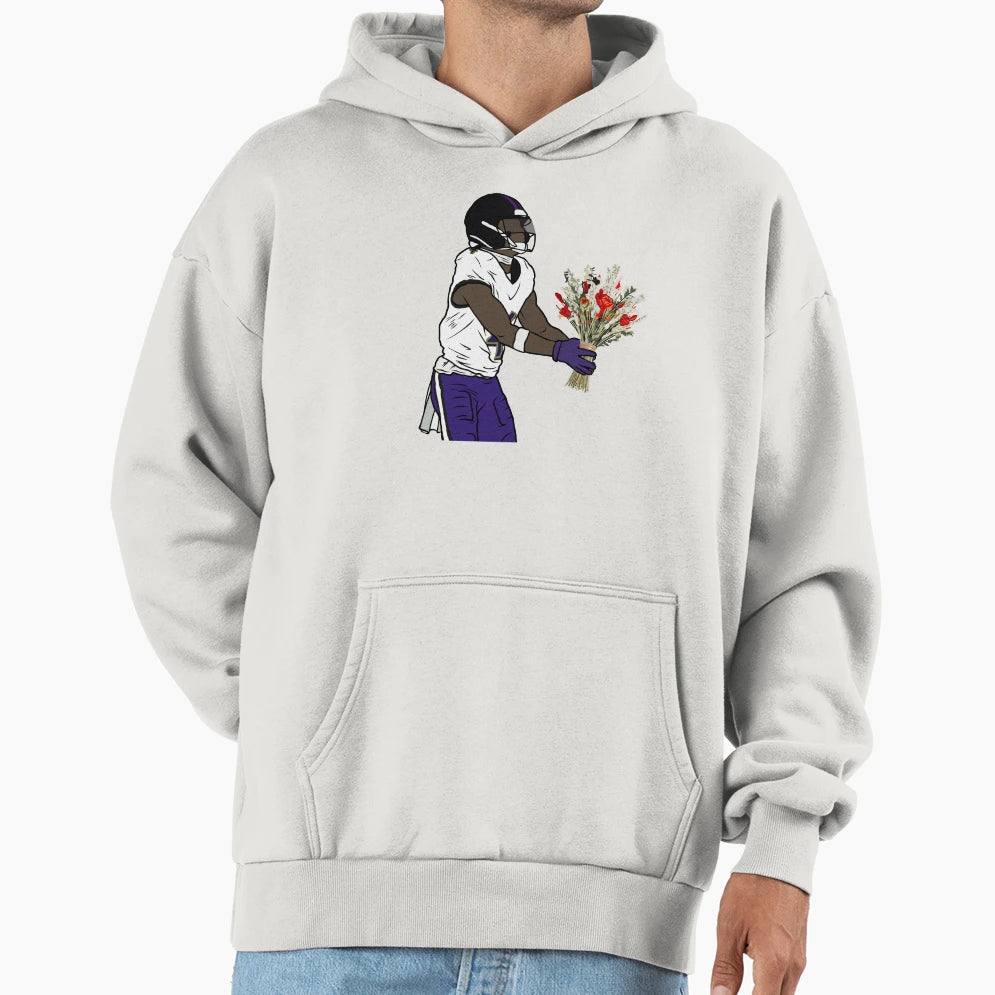 Zay Flowers Bouquet Celebration Hoodie - Minimalist Print for Adults - T-Shirt, Sweatshirt, Hoodie