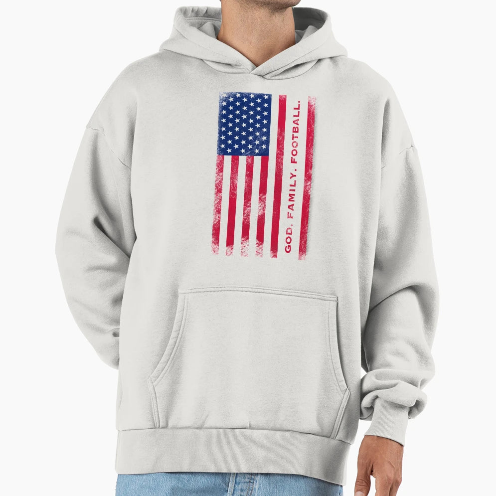 God Family Football Pro Us Flag Dad Gift Hoodie - Fun Novelty Design Unisex - T-Shirt, Sweatshirt, Hoodie
