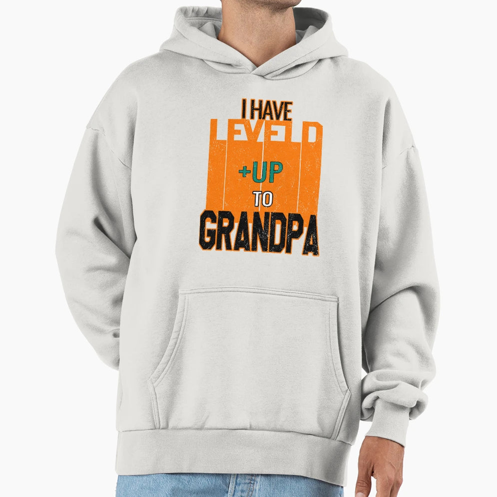 I Have Leveled Up To Grandad Orenge Hoodie - Custom Art Print Men Women - T-Shirt, Sweatshirt, Hoodie