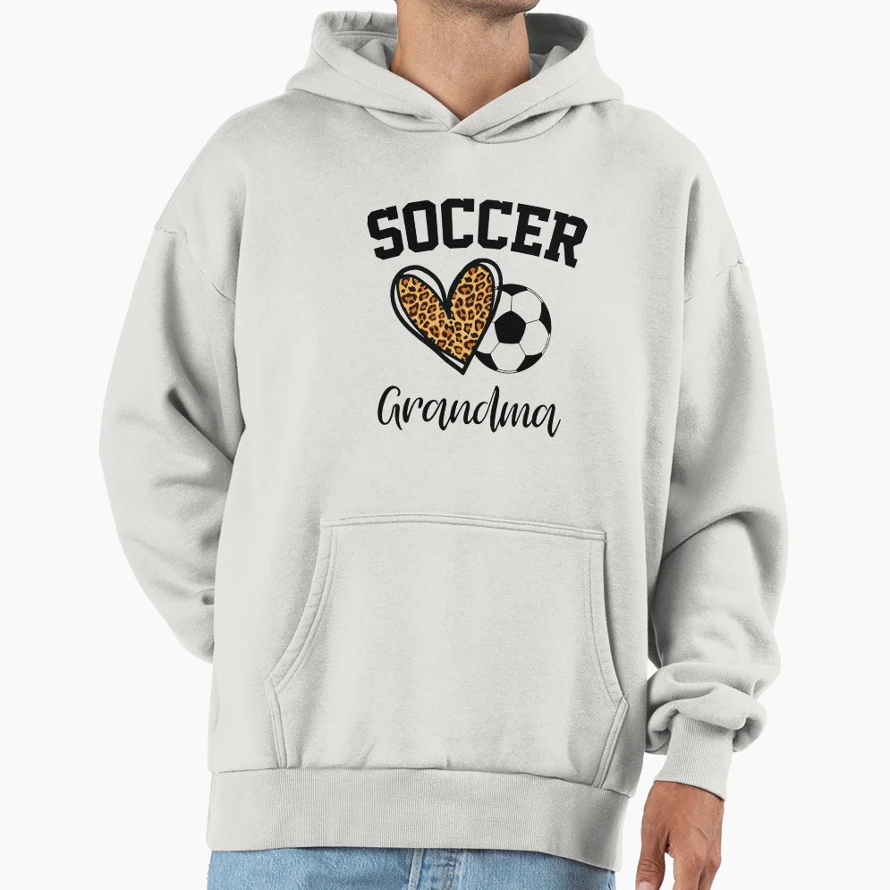 Soccer Grandma Leopard Heart Funny Mothers Hoodie - Novelty Apparel Unisex - T-Shirt, Sweatshirt, Hoodie