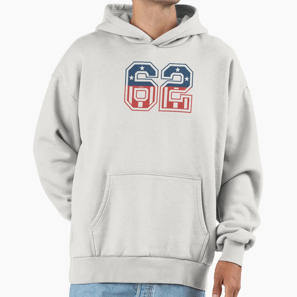 Number 62 Usa Hoodie - Fun Novelty Design Unisex - T-Shirt, Sweatshirt, Hoodie