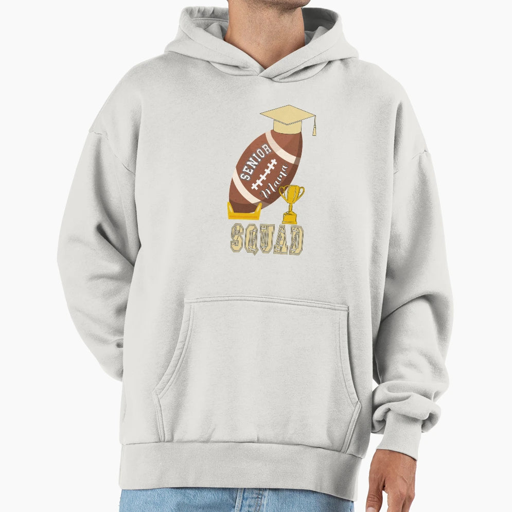 Senior Mama Squad American Football Hoodie - Custom Art Print for Adults - T-Shirt, Sweatshirt, Hoodie