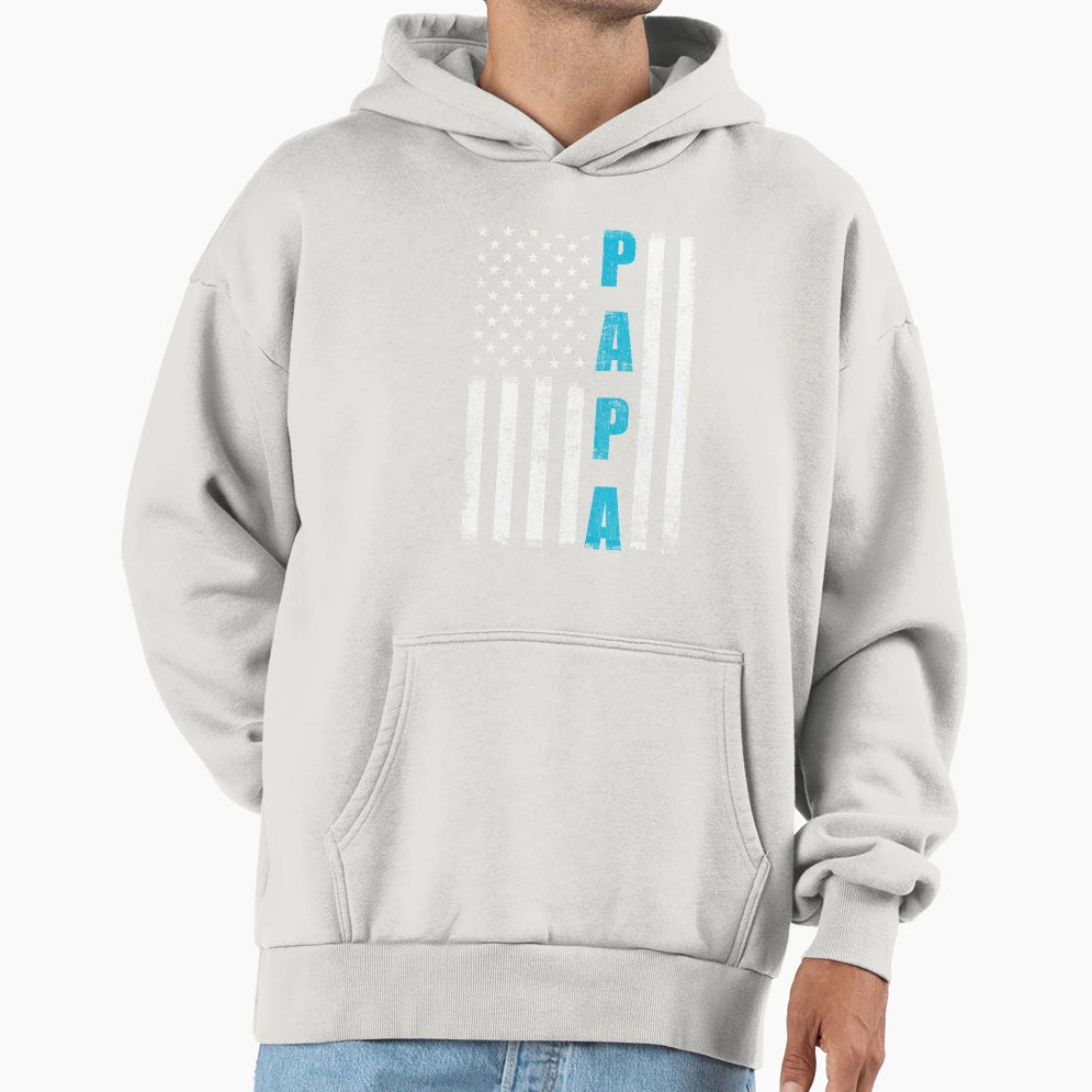 Proud Papa American Flag Fathers Day 4Th Hoodie - Graphic Print for Adults - T-Shirt, Sweatshirt, Hoodie