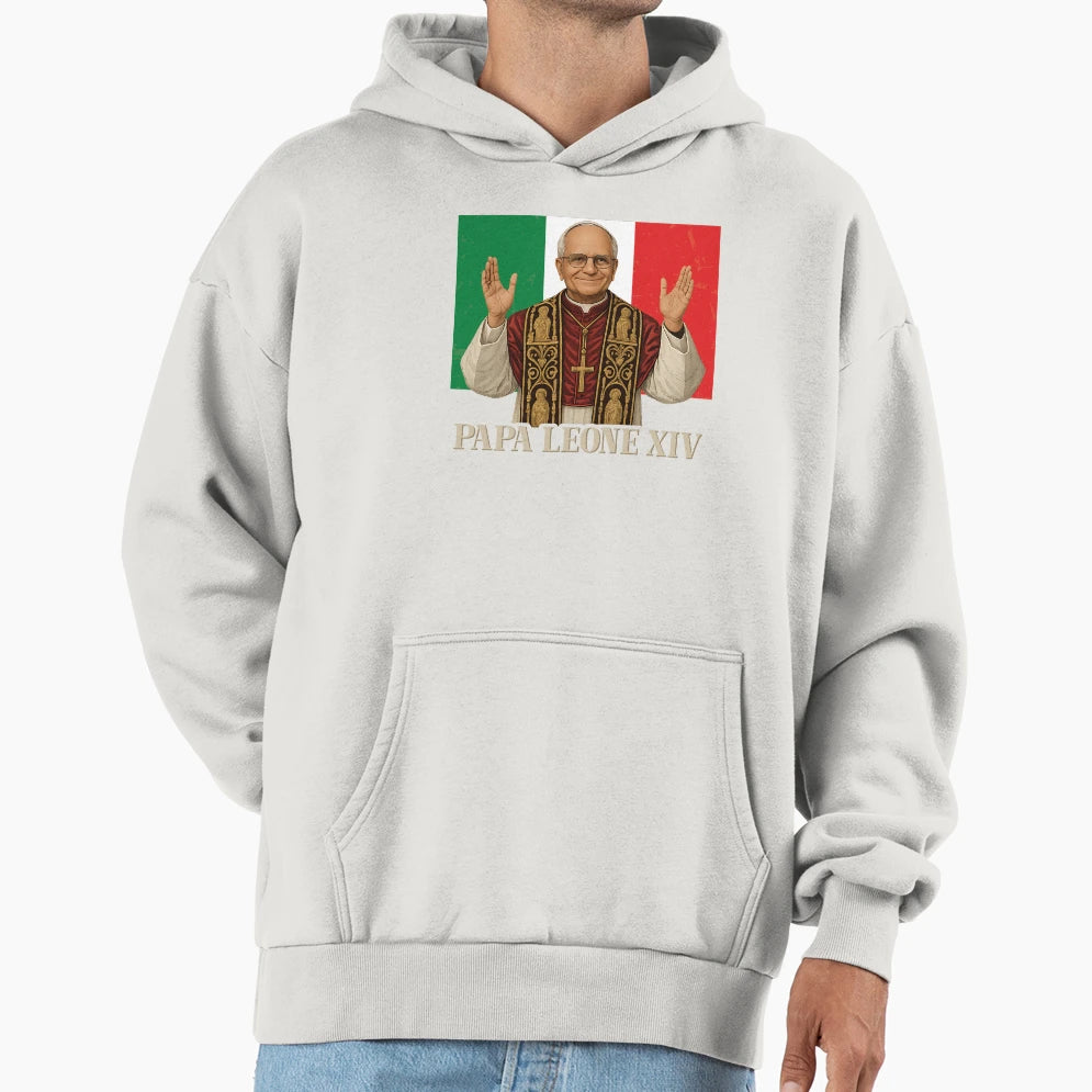 Papa Leone Xiv Italy Flag Cardinal Hoodie - Minimalist Print for Adults - T-Shirt, Sweatshirt, Hoodie