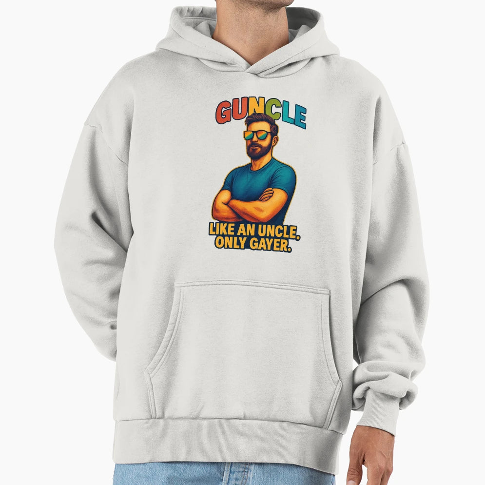 Guncle Meaning Character Hoodie - Graphic Print Men Women - T-Shirt, Sweatshirt, Hoodie