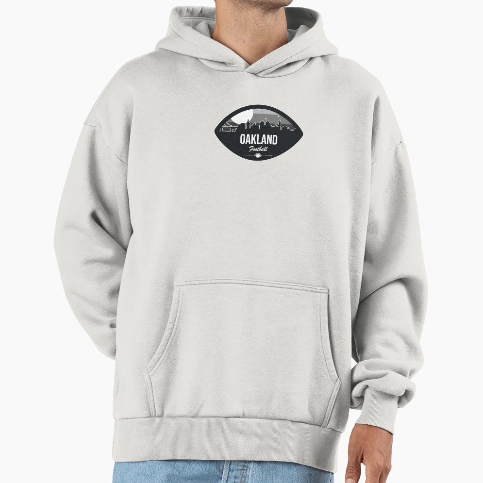 Oakland Football Skyline Badge Hoodie - Graphic Print Men Women - T-Shirt, Sweatshirt, Hoodie