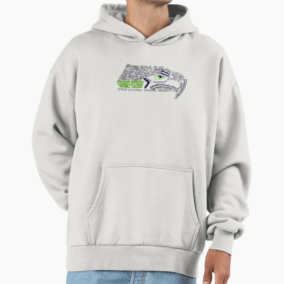 Spirit Seahawk Written Victory Hoodie - Fun Novelty Design for Adults - T-Shirt, Sweatshirt, Hoodie