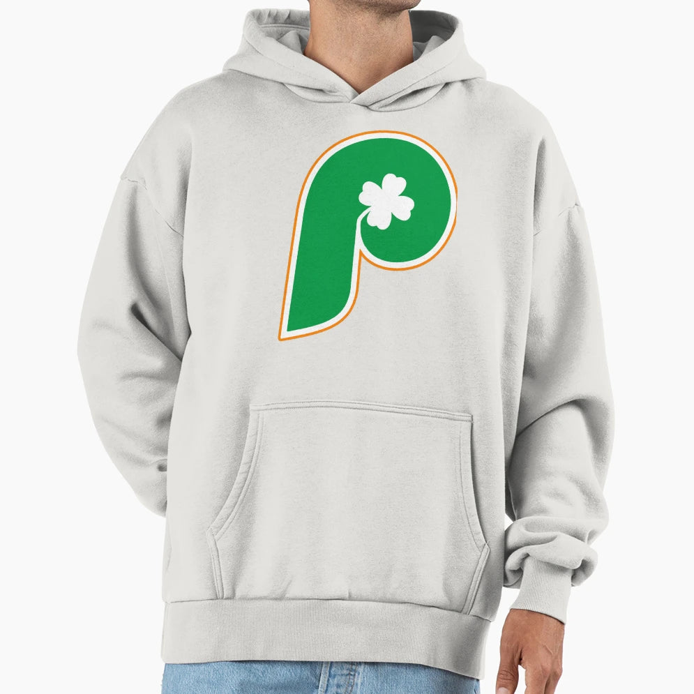 Philadelphia Baseball Irish Four Leaf Hoodie - Minimalist Print for Adults - T-Shirt, Sweatshirt, Hoodie