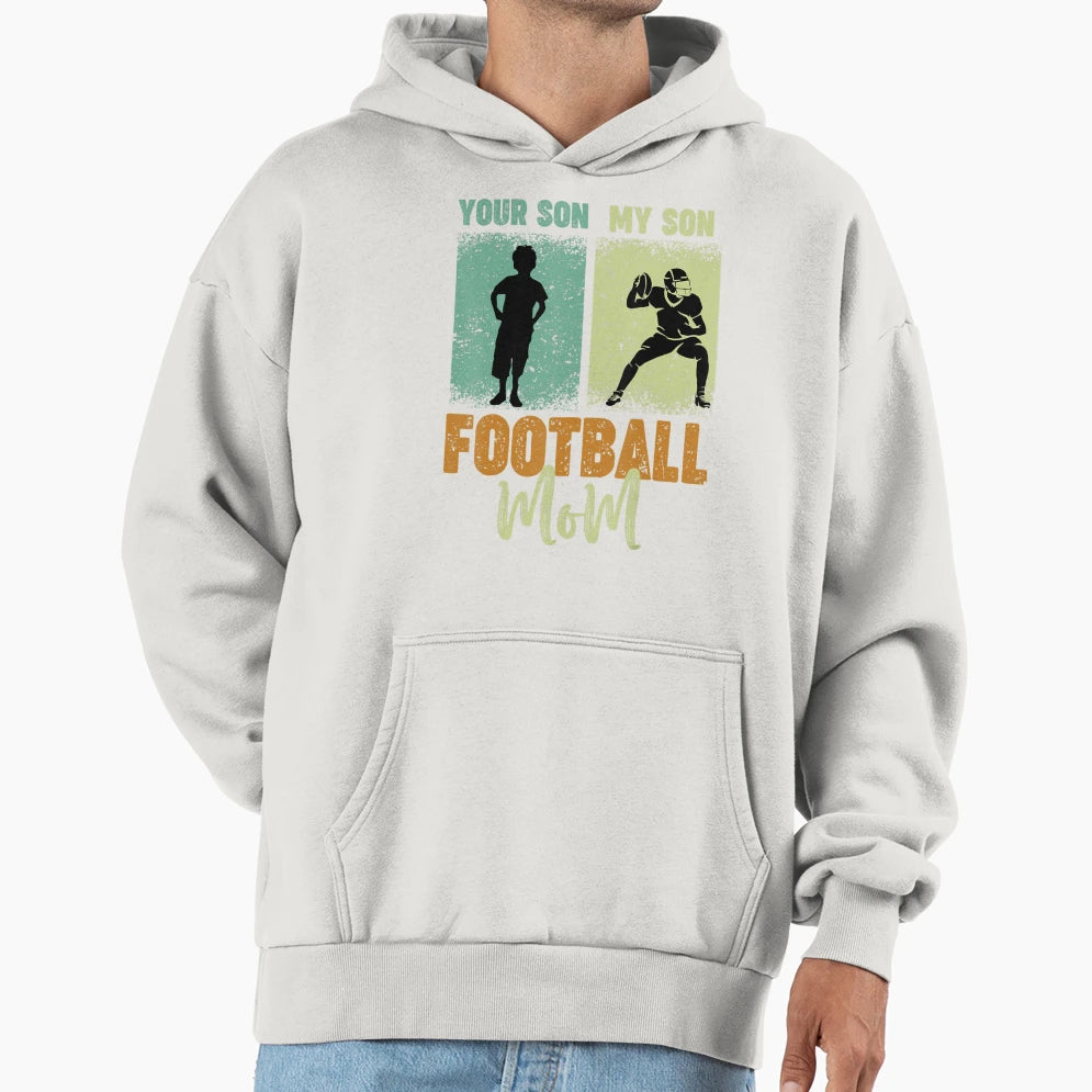 Football Mom S Hoodie - Aesthetic Graphic Men Women - T-Shirt, Sweatshirt, Hoodie
