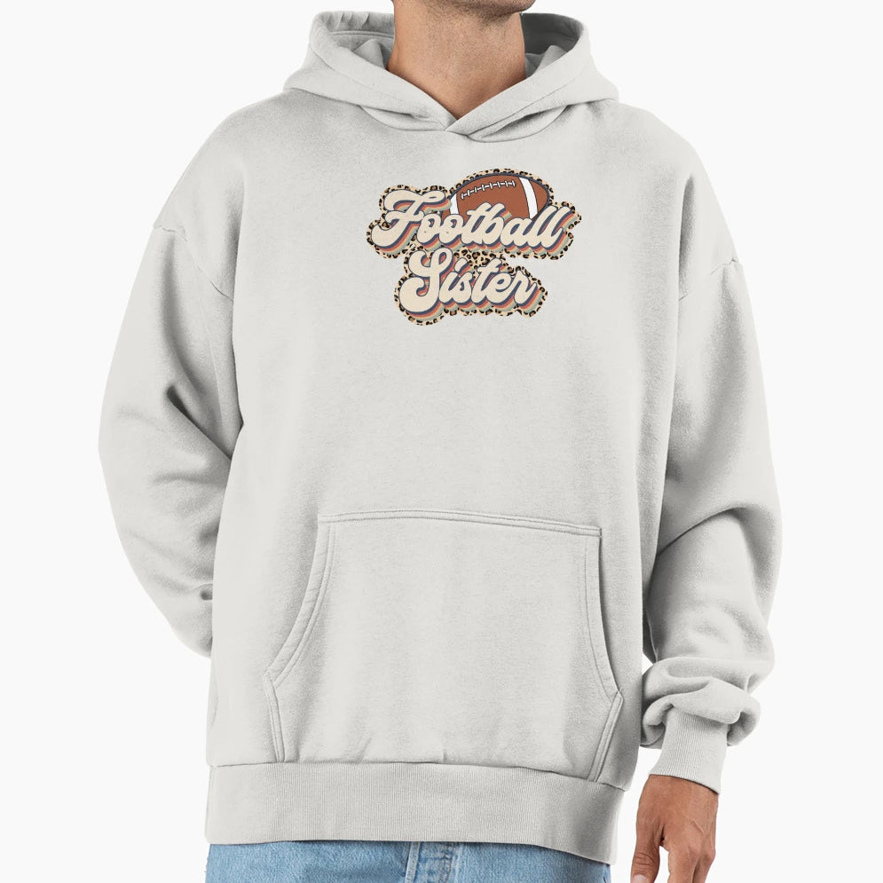 Leopard Football Sister Gifts Hoodie - Novelty Apparel for Adults - T-Shirt, Sweatshirt, Hoodie