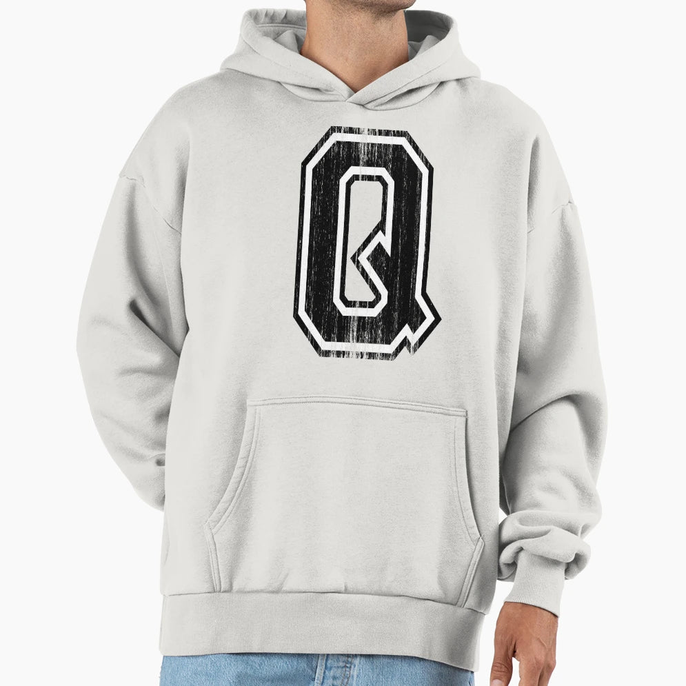 Big Varsity Letter Q Hoodie - Graphic Print for Adults - T-Shirt, Sweatshirt, Hoodie