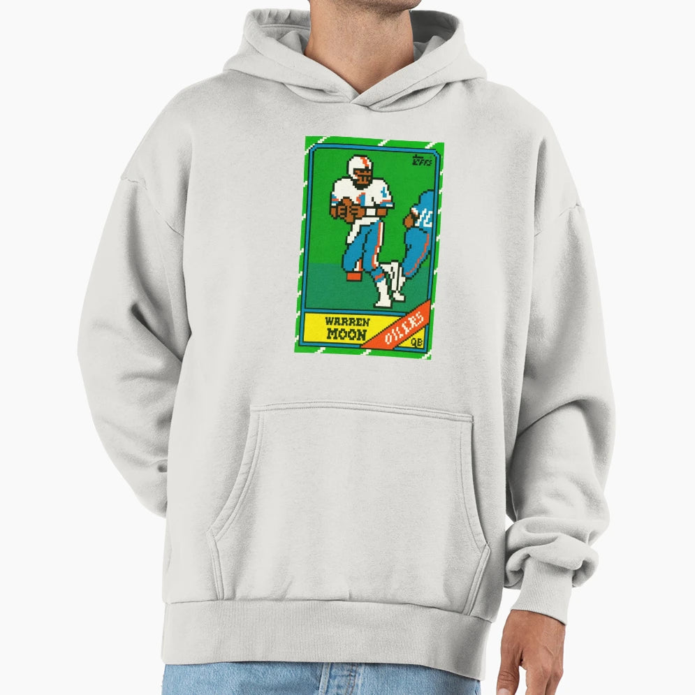 Warren Moon 8 Bit Football Rookie Card Art Hoodie - Graphic Print Unisex - T-Shirt, Sweatshirt, Hoodie