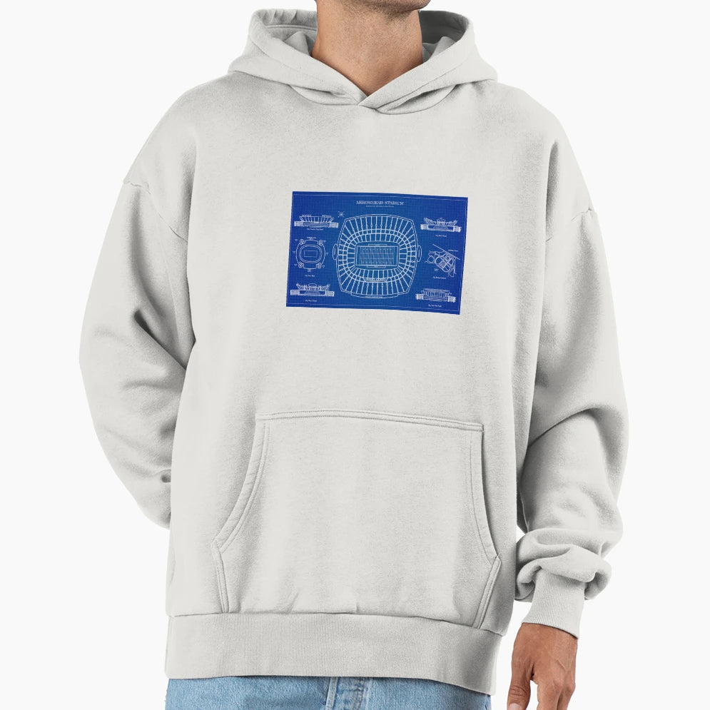 Arrowhead Stadium Blueprint Hoodie - Casual Everyday Wear Men Women - T-Shirt, Sweatshirt, Hoodie
