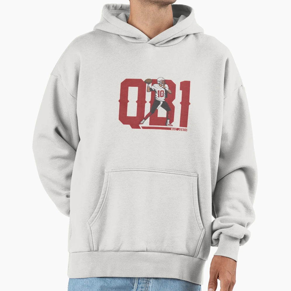 Mac Jones Qb1 Essentiel Hoodie - Unique Graphic for Adults - T-Shirt, Sweatshirt, Hoodie