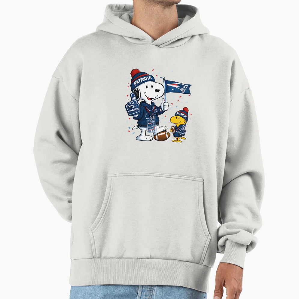 Supporter New England Patriots Snoopy Hoodie - Fun Novelty Design Unisex - T-Shirt, Sweatshirt, Hoodie