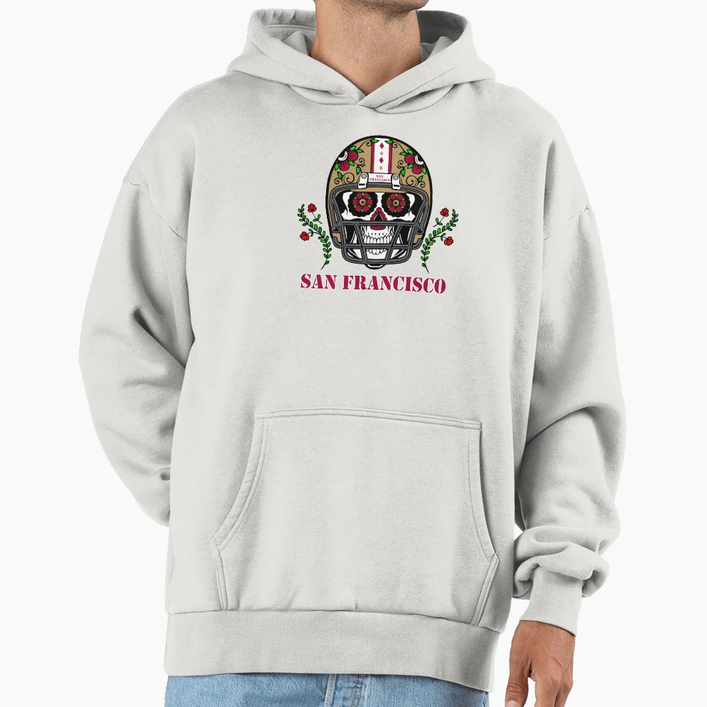 San Francisco Football Helmet Sugar Hoodie - Unique Graphic Men Women - T-Shirt, Sweatshirt, Hoodie