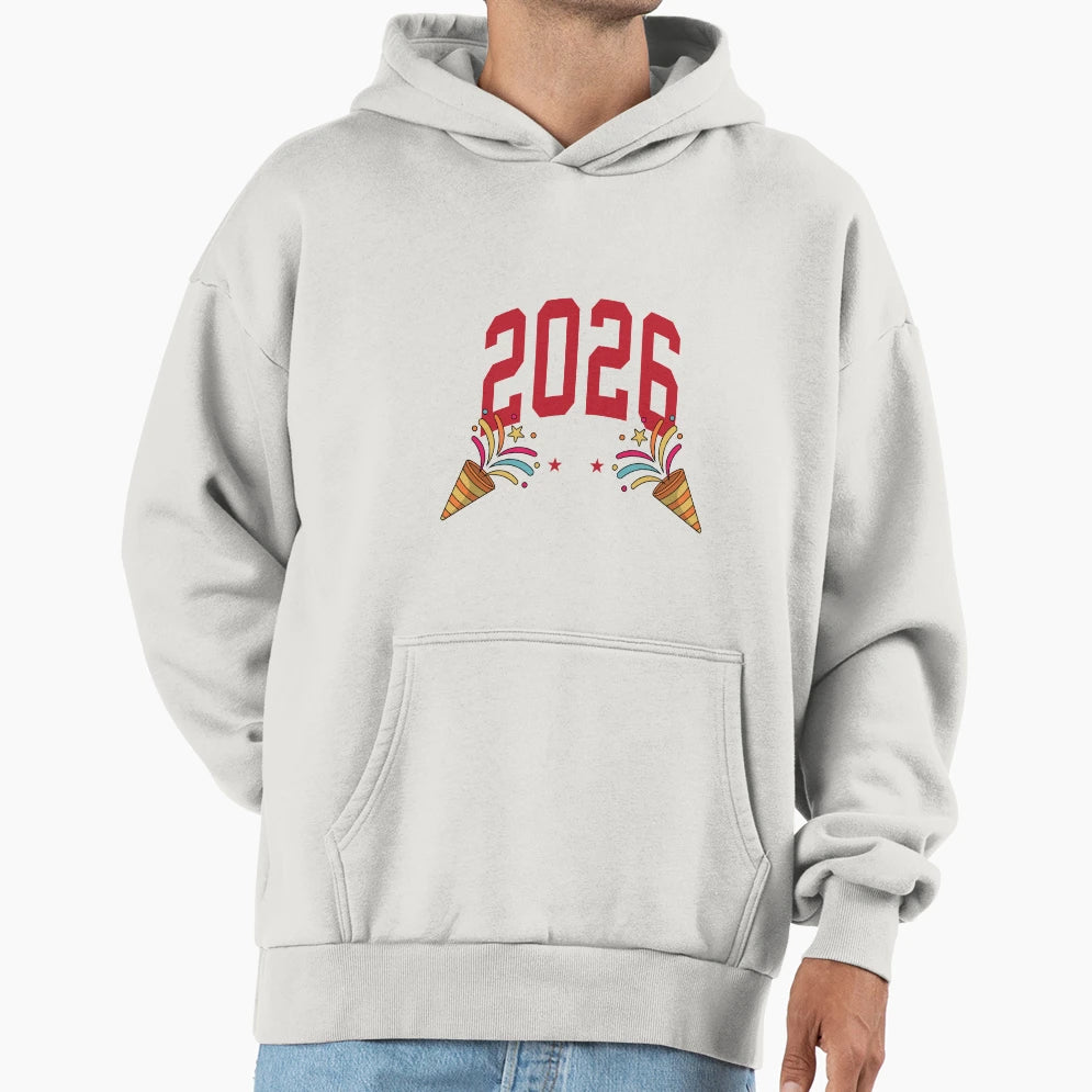 Happy New Year 2026 Fireworks Celebration Hoodie - Novelty Apparel Unisex - T-Shirt, Sweatshirt, Hoodie
